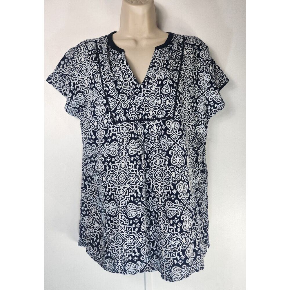 TOMMY HILFIGER Womens SZ XS Short Sleeve Top boho peasant